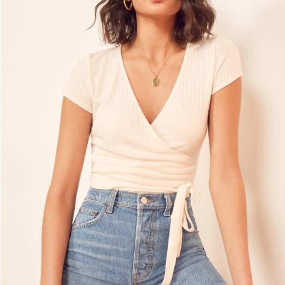Reformation Flora wrap top, size small
